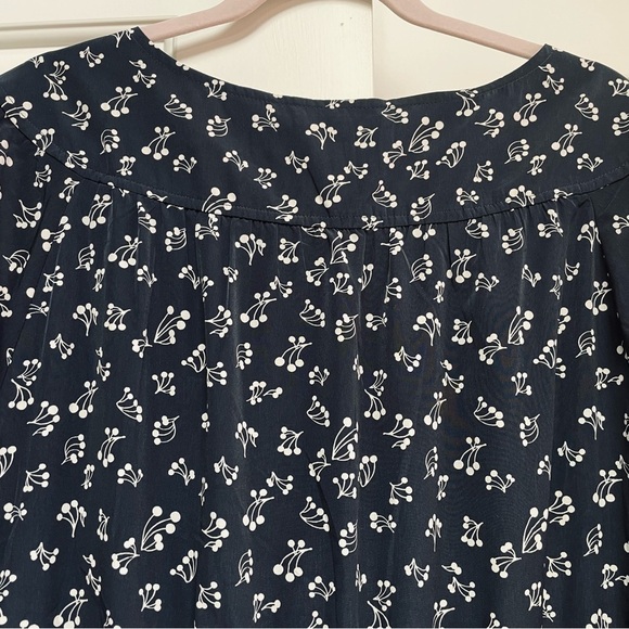 Gap Black Ivory Cherry Print Blouson Pockets Lightweight Popover Mini Dress - Picture 10 of 12